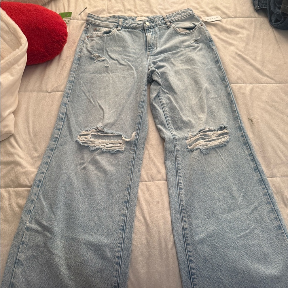 PacSun Light Blue Ripped Wide Leg Jeans